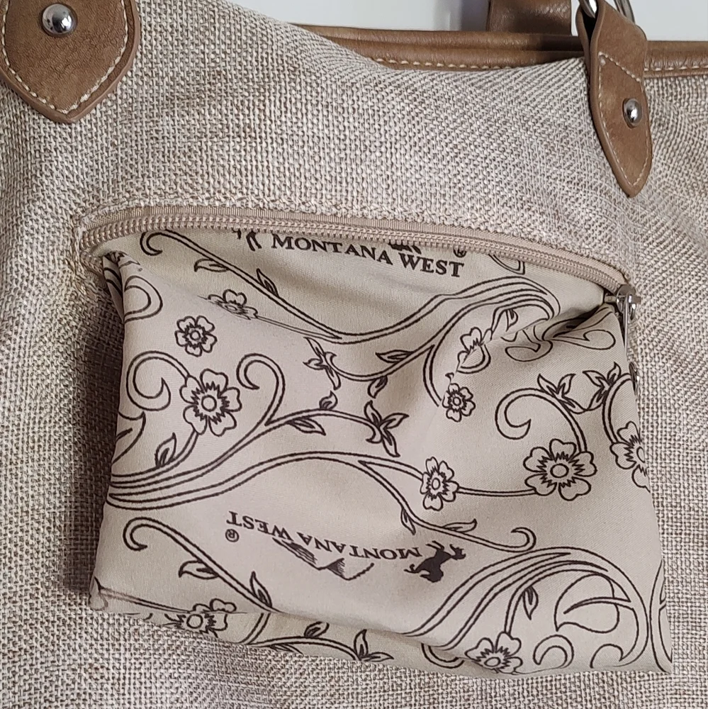 Montana West Burlap Tan Tote Bag with Tribal Design